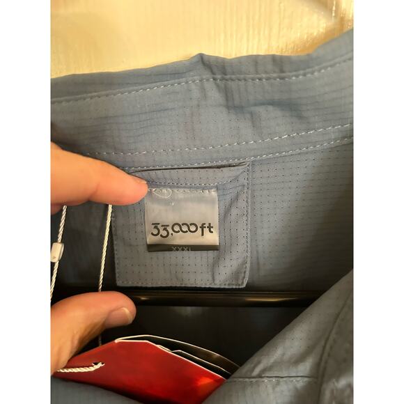 33,000 ft Shirt Mens Blue ButtonUp Lightweight Quick Dry UV Protection XXL NWT - Picture 2 of 5